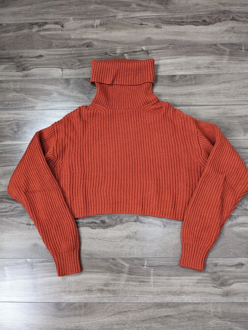 Aritzia Babaton Cropped Turtleneck Sweater 2XS Rust Orange Guell Sweater